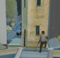 Neuberger István (1953-): Harangozó. Olaj, vászon. Jelzett. Fakeretben. 70x30 cm