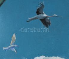 Neuberger István (1953-): Felhő. Olaj, farost. Jelzett. Fakeretben. 52x47 cm