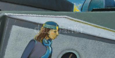 Neuberger István (1953-): Felhő. Olaj, farost. Jelzett. Fakeretben. 52x47 cm