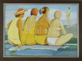 Neuberger István (1953-): Megtörtént pillanat. Olaj, farost. Jelzett. Fakeretben. 50x70 cm