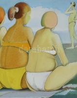 Neuberger István (1953-): Megtörtént pillanat. Olaj, farost. Jelzett. Fakeretben. 50x70 cm