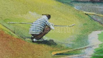 Neuberger István (1953-): Hidegkúti híd, 2012. Akril, farost. Jelzett. Fakeretben. 69x50 cm