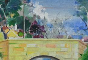 Neuberger István (1953-): Hidegkúti híd, 2012. Akril, farost. Jelzett. Fakeretben. 69x50 cm