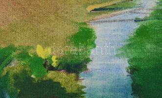 Neuberger István (1953-): Hidegkúti híd, 2012. Akril, farost. Jelzett. Fakeretben. 69x50 cm