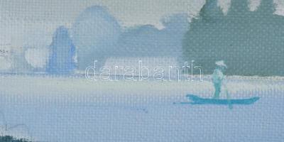 Neuberger István (1953-): Festő és modellje. Olaj, farost. Jelzett. Fakeretben. 48x69 cm