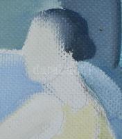 Neuberger István (1953-): Festő és modellje. Olaj, farost. Jelzett. Fakeretben. 48x69 cm