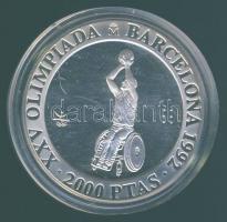 Spanyolország 1992. 2000P Ag "Olimpia-kerekesszékes kosárlabda" T:PP