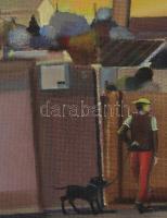 Neuberger István (1953-): A két suttyó (Budafok). Olaj, farost. Jelzett. Fakeretben. 40x65 cm