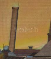 Neuberger István (1953-): A két suttyó (Budafok). Olaj, farost. Jelzett. Fakeretben. 40x65 cm