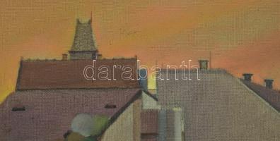 Neuberger István (1953-): A két suttyó (Budafok). Olaj, farost. Jelzett. Fakeretben. 40x65 cm