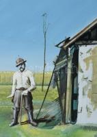 Neuberger István (1953-): Mementoni. Olaj, farost. Jelzett. Fakeretben. 50x70 cm