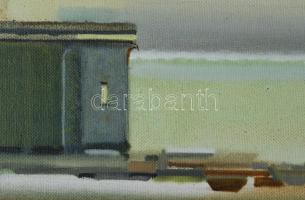 Neuberger István (1953-): Hárman a parton. Olaj, farost. Jelzett. Fakeretben. 39x53 cm