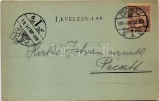 1901 Pozsony, Pressburg, Bratislava; Sétatér és városi színház este holdfényben, villamos. Edgar Sch...