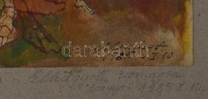 Almásy Aladár (1946-): Elhagyott csomagra váró, 1985. Akvarell, tus, papír, jelzett. Paszpartuban. H...