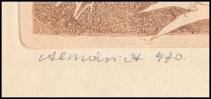 Almásy Aladár (1946-): Alakok (cím nélkül), 1970. Rézkarc, papír, jelzett. Hátoldalán paszpartuzás n...