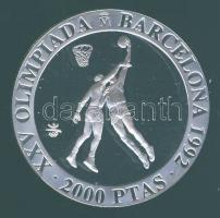 Spanyolország 1990. 2000P Ag "Olimpia-kosárlabda" T:PP Tanúsítvánnyal!
