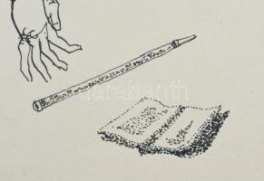 Almásy Aladár (1946-): Zenekar (cím nélkül), 1968. Tus, papír, jelzett. 36,5x51,5 cm. Az életmű kora...