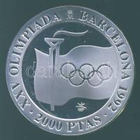Spanyolország 1991. 2000P Ag "Olimpia-zászló, láng, ötkarika" T:PP