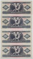 1969. 20Ft + 1975. 20Ft + 1980. 20Ft (5x) mind különféle sorozatszámmal T:VF,F mind szép papír