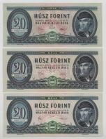 1969. 20Ft + 1975. 20Ft + 1980. 20Ft (5x) mind különféle sorozatszámmal T:VF,F mind szép papír