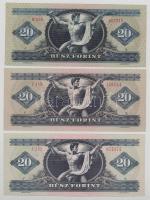 1969. 20Ft + 1975. 20Ft + 1980. 20Ft (5x) mind különféle sorozatszámmal T:VF,F mind szép papír