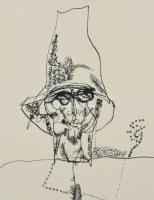 Almásy Aladár (1946-): Kakas (cím nélkül), 1968. Tus, papír, jelzett. Hátoldalán fejtanulmány. Egy a...