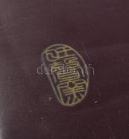 Retro kínai gyöngyház hatású porcelán teás szett, hibátlan, díszdobozban, m: 5-17 cm