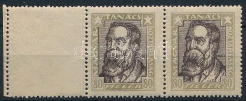 1919 Magyar Tanácsköztársasági arcképek 80f pár álló vízjellel, bal oldalon üres mezővel (67.000)