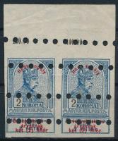1914 Hadisegély I. 2K ívszéli pár megsemmisítő lyukasztással