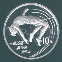 Kína 1990. 10Y Ag "Olimpia-magasugrás" T:PP Tanúsítvánnyal!