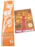 ca 1980 ÁFÉSZ tavaszi ajánlat, őszi ajánlat. 2 db retro reklám plakát, hajtva, 23x96 cm, 35x48 cm