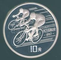 Kína 1990. 10Y Ag "Olimpia-kerékpár" T:PP Tanúsítvánnyal!