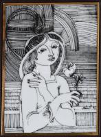 Hollóházi porcelán Szász Endre által tervezett mintával díszített plakett, jelzett, hibátlan, 12x9 c...