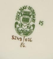 Zsolnay pillangó mintás paradicsomvirág váza. Kézzel festett, jelzett, hibátlan d: 13 cm