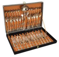 cca 1970 Olasz vastagon ezüstözött 12 személyes 51 részes evőeszköz készlet, jelzett, hiánytalan, díszdobozban.