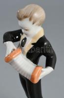 Hollóházi harmonikás, kézzel festett, jelzett, hibátlan m: 13,5 cm