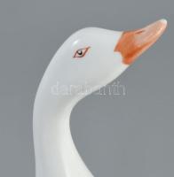 Hollóházi liba, kézzel festett jelzett, kopással, m: 17 cm