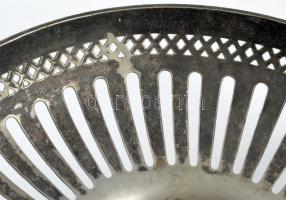 Berndorf Packfong Chian Silver áttört kínáló, jelzett, állatfejes fülekkel, 32x13 cm