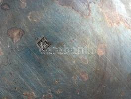 Berndorf Packfong Chian Silver áttört kínáló, jelzett, állatfejes fülekkel, 32x13 cm