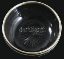 2 darab antik ezüstözött peremezésű kristály kínáló, egyik repedéssel, d: 18-23 cm