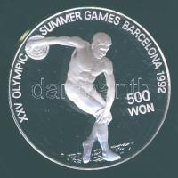 Észak-Korea 1989. 500W Ag "Olimpia-diszkoszvetés" T:PP Tanúsítvánnyal!