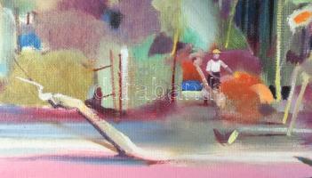 Neuberger István (1953-): Mártélyi pecások, 2022. Olaj, farost. Jelzett. Fakeretben. 56x71 cm