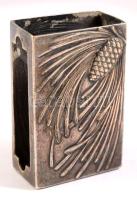 Antik tobozmintás ezüstözött gyufatartó, 4,5x3 cm