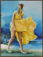 Neuberger István (1953-): Viharos telefonhívás, 2019. Olaj, vászon. Jelzett. Fakeretben. 80x60 cm