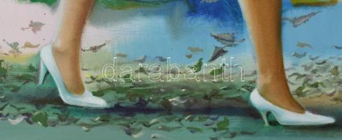 Neuberger István (1953-): Viharos telefonhívás, 2019. Olaj, vászon. Jelzett. Fakeretben. 80x60 cm