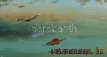 Neuberger István (1953-): Viharos telefonhívás, 2019. Olaj, vászon. Jelzett. Fakeretben. 80x60 cm