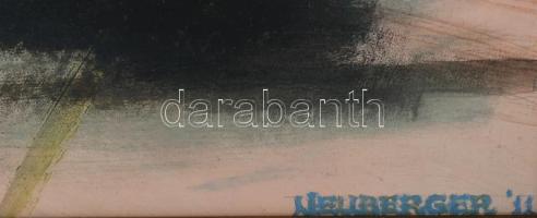 Neuberger István (1953-): Új sportág II., 2011. Olaj, farost. Jelzett. Fakeretben. 60x80 cm