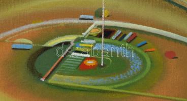 Neuberger István (1953-): Csomópont, 2007. Olaj, farost. Jelzett. Fakeretben. 53x79 cm