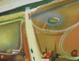 Neuberger István (1953-): Csomópont, 2007. Olaj, farost. Jelzett. Fakeretben. 53x79 cm