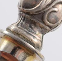 Szecessziós ezüst (Ag) nyelű 8 részes szervírozó szett, jelzett, 1872-1937 közötti fémjel, 800 ezrel...